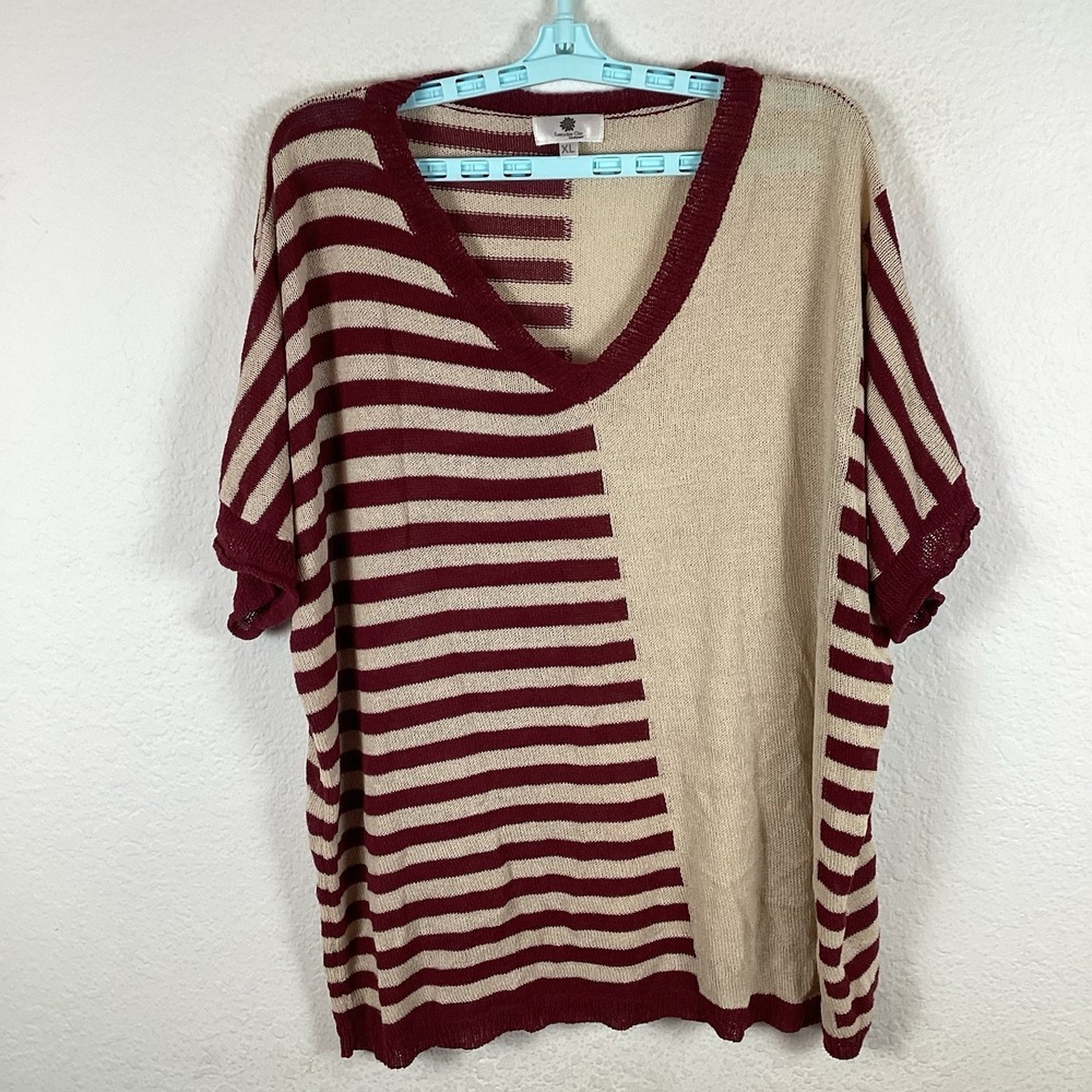 Everyday Chic Womens Sweater Sz XL Short Sleeve Striped Comfort Excellent